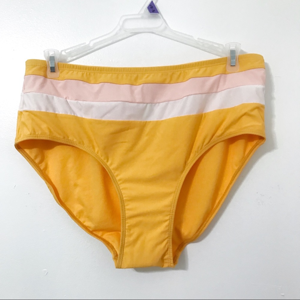 Time & Tru Marigold Striped Plus Size Swim Bottoms NWT